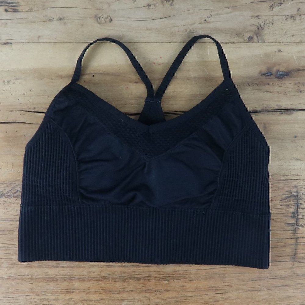 BETSEY JOHNSON BLACK RIBBED RACER BACK SPORTS BRA SIZE MEDIUM